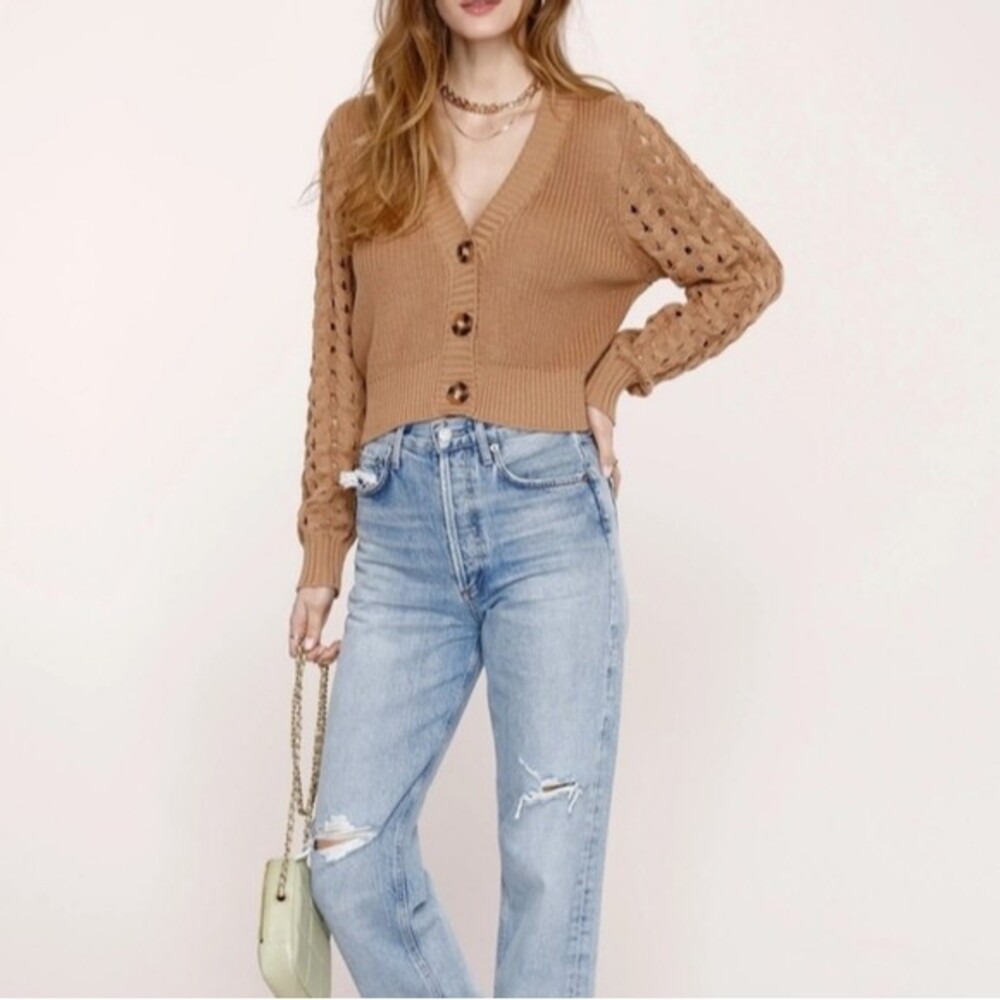 NWT Heartloom Naomi Cardigan- Anthropologie brand, size L, color camel - Picture 5 of 16